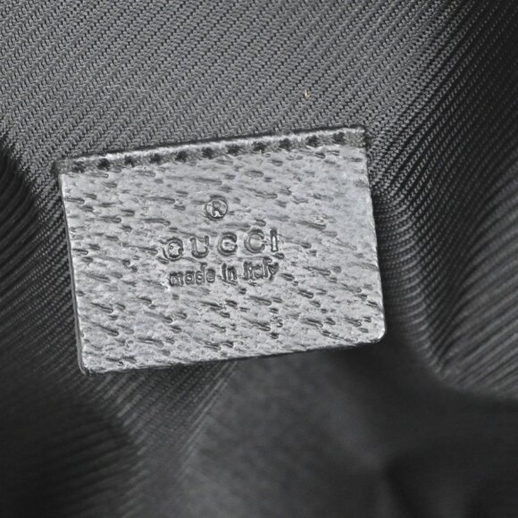 GUCCI GG Logo Pattern Shoulder Bag Canvas Leather Black Gold Italy - Picture 13 of 14